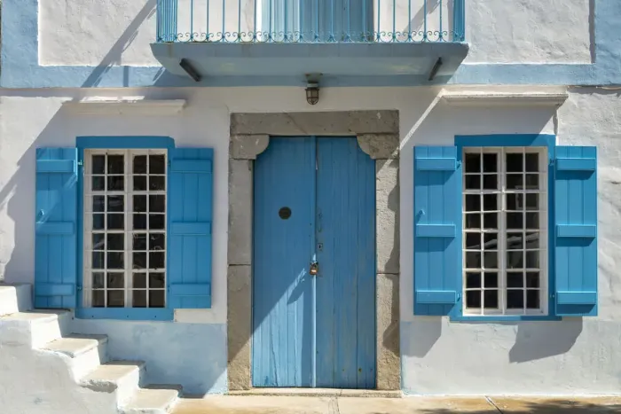 Framed Print : Blue Door & Windows, Symi Island, Dodecanese Islands, Greece Framed Print : Blue Door & Windows, Symi Island, Dodecanese Islands, Greece