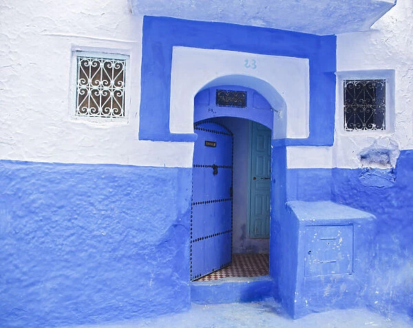 Blue doorway, Chefchaouen, Morocco, North Africa