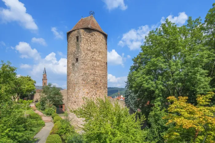 Framed Print : Blue hat tower, Weinheim, Bergstrasse, Odenwald, Baden-Wurttenberg, Germany Framed Print : Blue hat tower, Weinheim, Bergstrasse, Odenwald, Baden-Wurttenberg, Germany