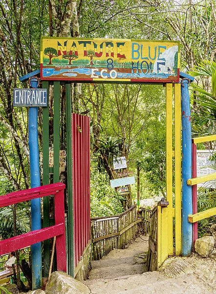 Blue Hole near Ocho Rios, entrance gate, Saint Ann Parish, Jamaica