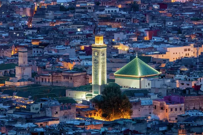 Framed Print : Blue hour over the vast medina, Fes, Northern Morocco Framed Print : Blue hour over the vast medina, Fes, Northern Morocco