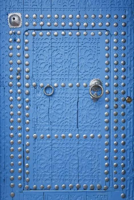 Framed Print : Detail of blue painted wooden door, Chefchaouen, Morocco Framed Print : Detail of blue painted wooden door, Chefchaouen, Morocco