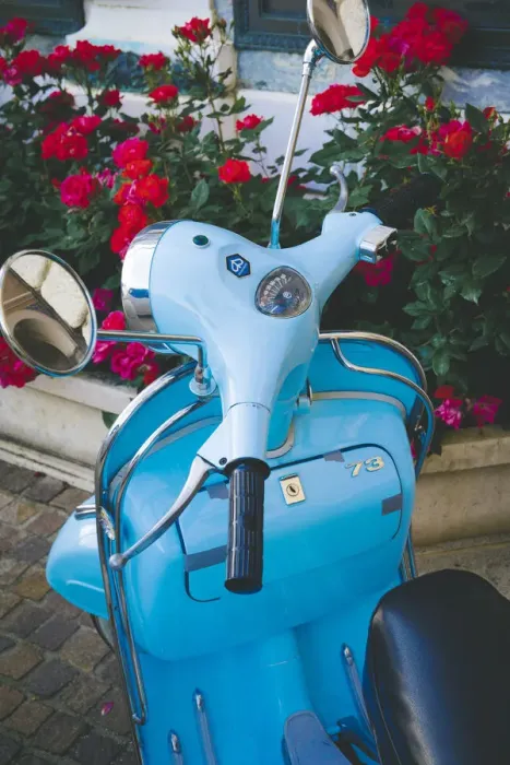Framed Print : A blue Piaggio Vespa in Gargnano, Garda Lake, Brescia district, Lombardia, Italy Framed Print : A blue Piaggio Vespa in Gargnano, Garda Lake, Brescia district, Lombardia, Italy
