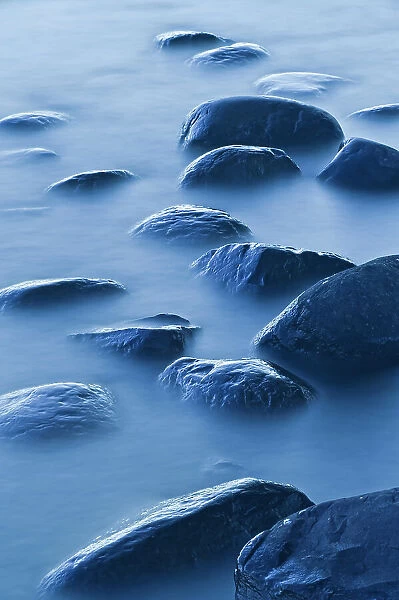 Blue rocks on shore of Georgian Bay. Killarney Provincial Park, Ontario, Canada