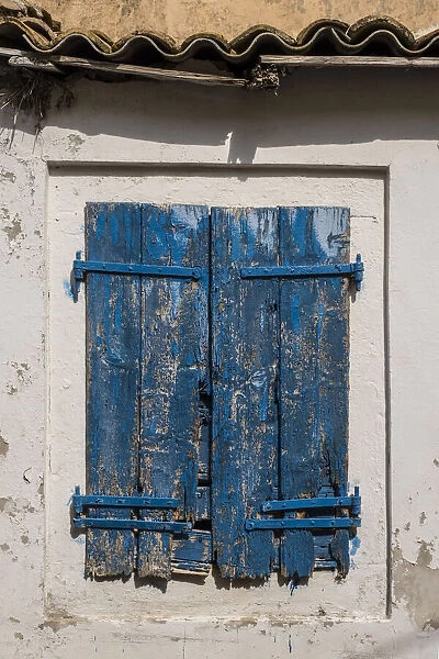Blue shutter, Lakones, Corfu, Ionian Islands, Greece