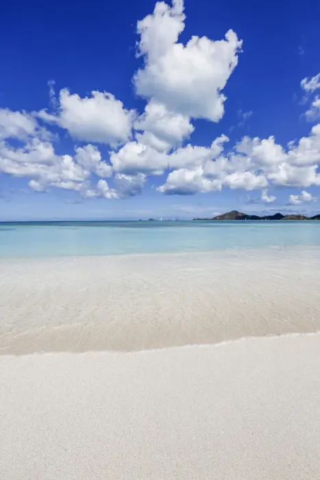 Framed Print : Blue sky frames the white sand and the turquoise Caribbean sea Ffryers Beach Antigua Framed Print : Blue sky frames the white sand and the turquoise Caribbean sea Ffryers Beach Antigua