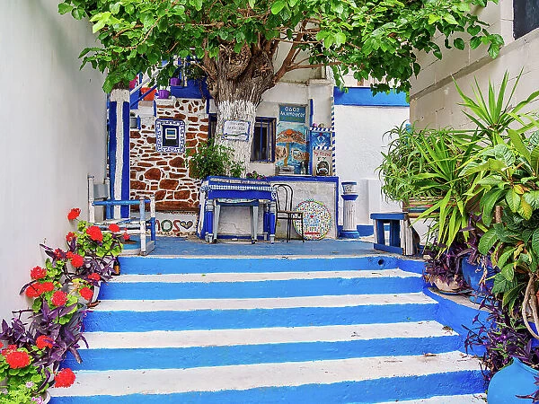 The Blue Street, Pythagoreio, Samos Island, North Aegean, Greece