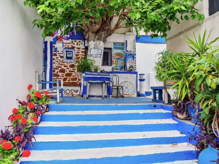 Framed Print : The Blue Street, Pythagoreio, Samos Island, North Aegean, Greece Framed Print : The Blue Street, Pythagoreio, Samos Island, North Aegean, Greece