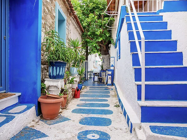 The Blue Street, Pythagoreio, Samos Island, North Aegean, Greece