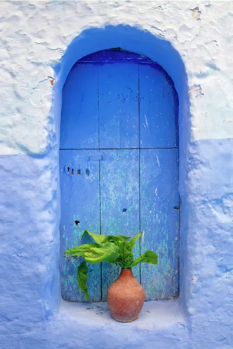 Framed Print : Blue wall and door, Chefchaouen, Rif Mountain, Morocco Framed Print : Blue wall and door, Chefchaouen, Rif Mountain, Morocco