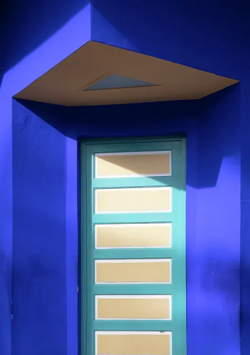 Framed Print : Blue wall and door, Majorelle Gardens, Marrakech, Morocco Framed Print : Blue wall and door, Majorelle Gardens, Marrakech, Morocco