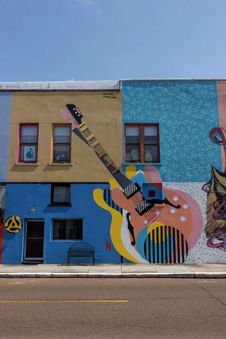 Framed Print : Blues guitar mural, Clarksdale, Mississippi, USA Framed Print : Blues guitar mural, Clarksdale, Mississippi, USA