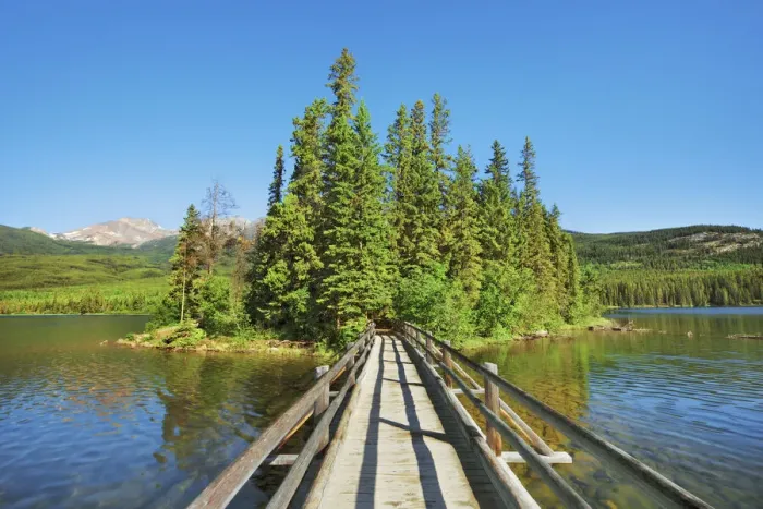 Framed Print : Boardwalk to Pyramid Island - Canada, Alberta, Jasper National Park, Jasper Framed Print : Boardwalk to Pyramid Island - Canada, Alberta, Jasper National Park, Jasper