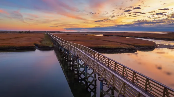 Framed Print : Boardwalk at sunrise, Cape Cod, Sandwich, Massachusetts, USA Framed Print : Boardwalk at sunrise, Cape Cod, Sandwich, Massachusetts, USA