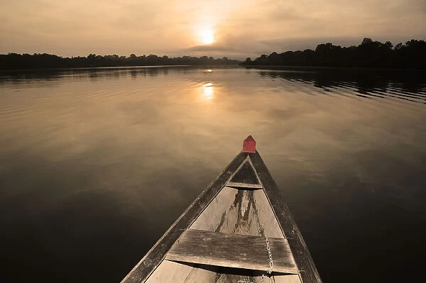 Boat on the Amazon River, near Puerto Narino, Colombia