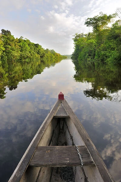 Boat on the Lago de Tarapoto, Amazon River, near Puerto Narino, Colombia