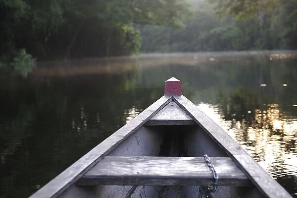 Boat on the Lago de Tarapoto, Amazon River, near Puerto Narino, Colombia