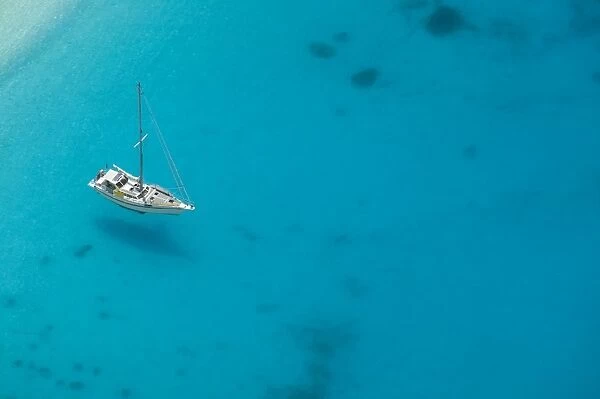Boat off Shipwreck (Navagio) Beach, Zakynthos, Ionian Islands, Greece