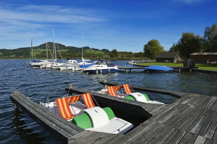Framed Print : Boat rental at Obertrumersee, Salzburg Lake District, Salzburg, Austria Framed Print : Boat rental at Obertrumersee, Salzburg Lake District, Salzburg, Austria