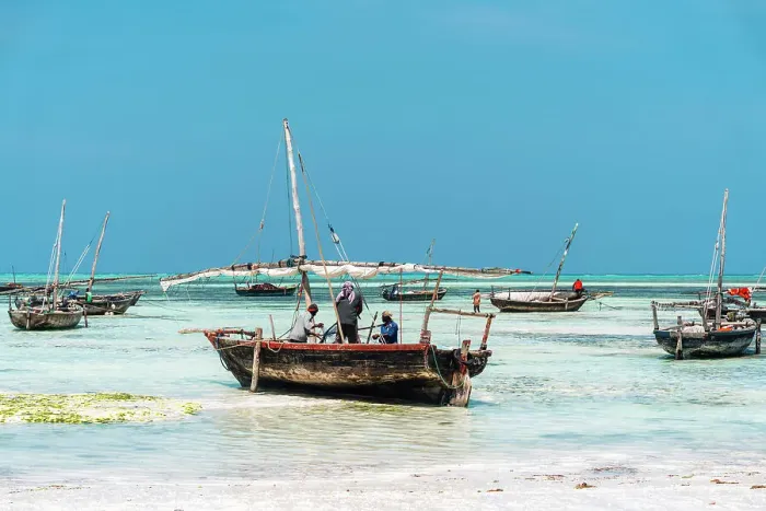Framed Print : Boat on the shore at low tide, Nungwi, Zanzibar, Tanzania, Africa Framed Print : Boat on the shore at low tide, Nungwi, Zanzibar, Tanzania, Africa