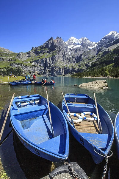 Boat trip around Lake Oeschinensee Bernese Oberland Kandersteg Canton of Bern Switzerland