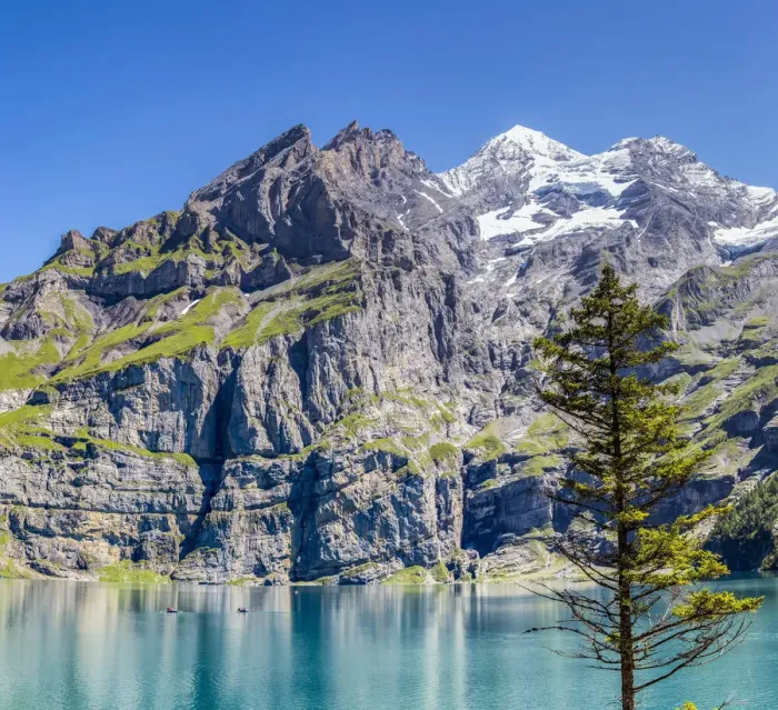 Framed Print : Boat trip around Lake Oeschinensee Bernese Oberland Kandersteg Canton of Bern Switzerland Framed Print : Boat trip around Lake Oeschinensee Bernese Oberland Kandersteg Canton of Bern Switzerland