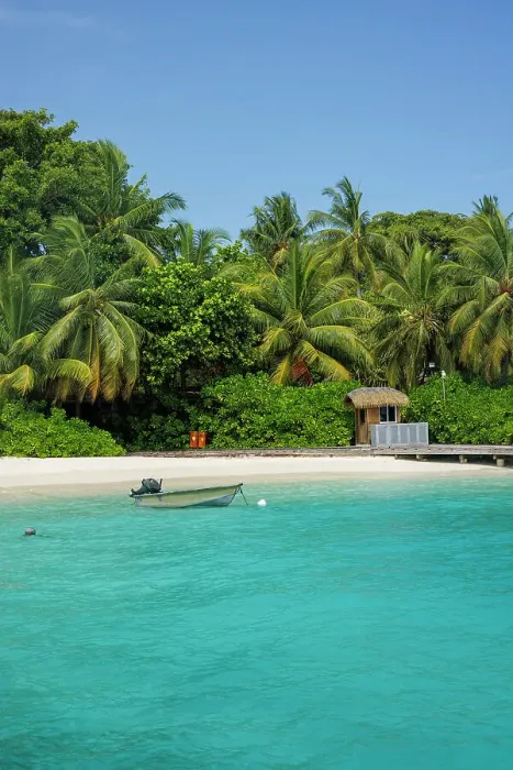 Framed Print : Boat on the turquoise waters of the Indian Ocean, golden sands and tropical palm trees on an island in North Ari Atoll, the Maldives Framed Print : Boat on the turquoise waters of the Indian Ocean, golden sands and tropical palm trees on an island in North Ari Atoll, the Maldives