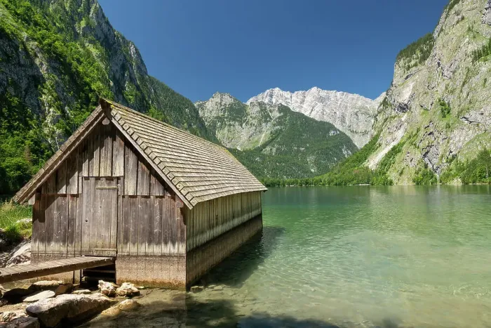 Framed Print : Boathouse at Obersee, Berchesgaden, Bavaria, Germany, Europe Framed Print : Boathouse at Obersee, Berchesgaden, Bavaria, Germany, Europe