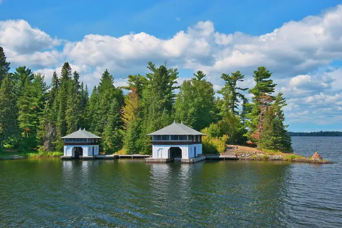 Framed Print : Boathouses on Lake of the Woods Kenora, Ontario, Canada