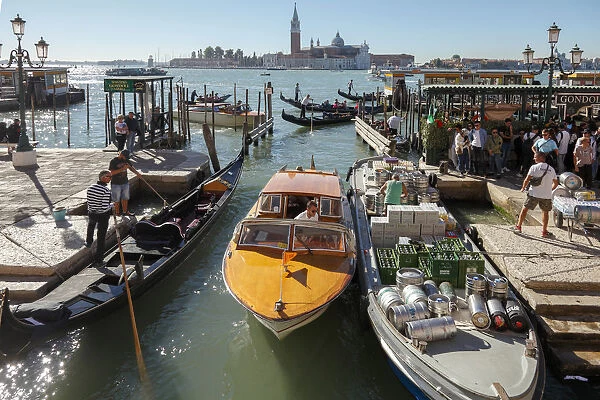 Boats in the Bacino di San Marco overlooking the church of San Giorgio Maggiore, Venice