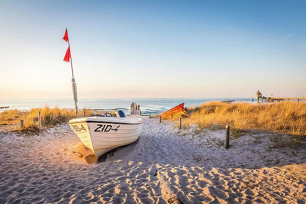 Boats on the beach at Zingst, Mecklenburg-West Pomerania, North Germany, Germany