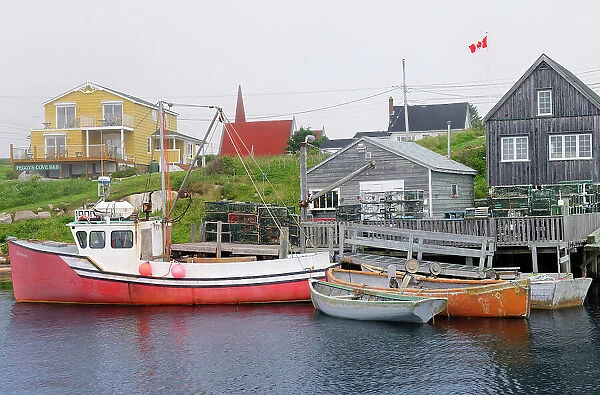 Boats in historic fishing village Peggy's Cove, Nova Scotia, Canada