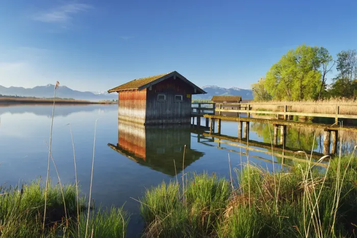Framed Print : Boats house at lake Chiemsee, Chiemgau, Bavaria, Germany, Europe Framed Print : Boats house at lake Chiemsee, Chiemgau, Bavaria, Germany, Europe