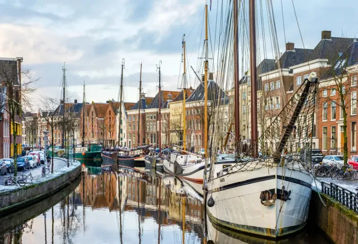 Framed Print : Boats and houses along Westerhaven canal, Groningen, Netherlands Framed Print : Boats and houses along Westerhaven canal, Groningen, Netherlands