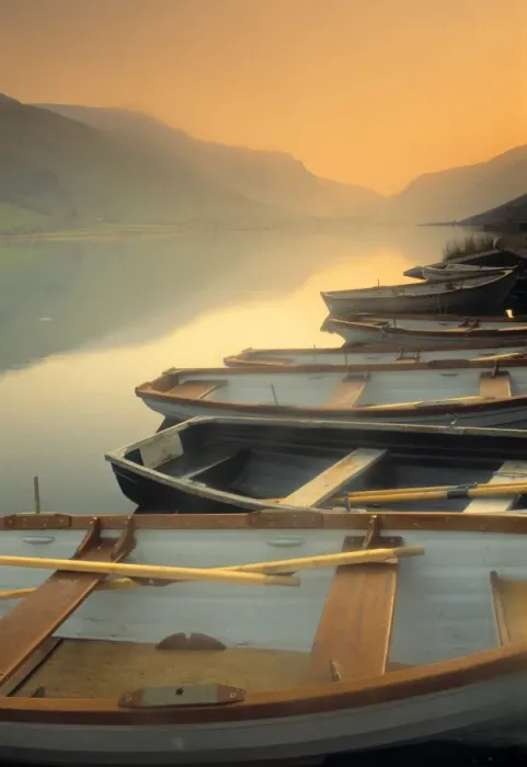 Framed Print : Boats on lake