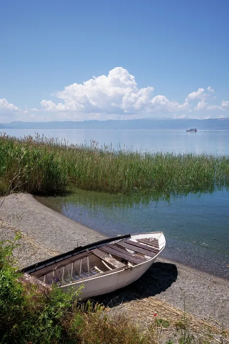 Framed Print : Boats on Lake Ohrid and the church of St John at Kaneo beyond, Lake Ohrid, Ohrid, North Macedonia on Lake Ohrid, Ohrid, North Macedonia Framed Print : Boats on Lake Ohrid and the church of St John at Kaneo beyond, Lake Ohrid, Ohrid, North Macedonia on Lake Ohrid, Ohrid, North Macedonia