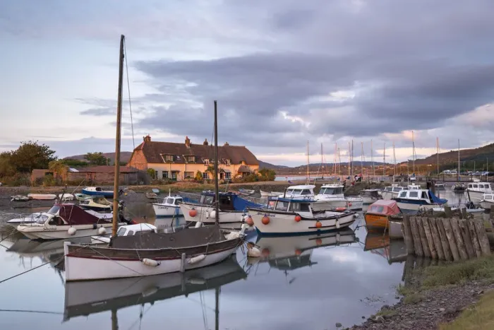 Framed Print : Boats moored in Porlock Weir Harbour, Exmoor, Somerset, England. Summer (July) Framed Print : Boats moored in Porlock Weir Harbour, Exmoor, Somerset, England. Summer (July)