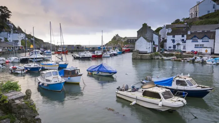 Framed Print : Boats in Polperro harbour, Cornwall, England. Spring (May) 2015 Framed Print : Boats in Polperro harbour, Cornwall, England. Spring (May) 2015