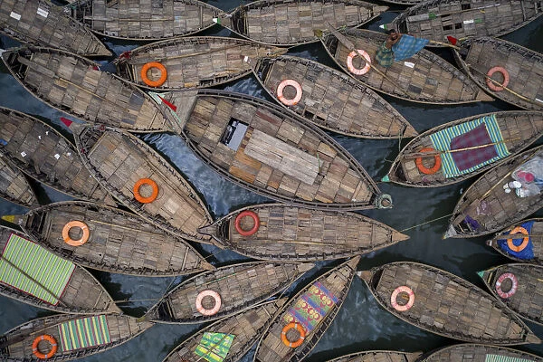 Boats shape like petals of a flower, Dhaka, Bangladesh