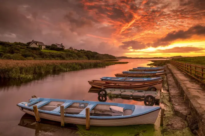 Framed Print : Boats at Sunset, Co. Donegal, Ireland