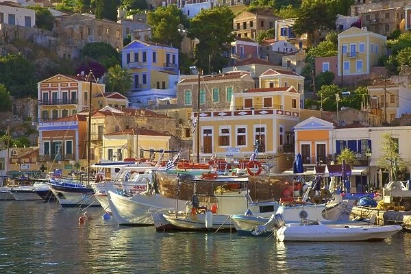 Boats In Symi Harbour, Symi, Dodecanese, Greek Islands, Greece, Europe