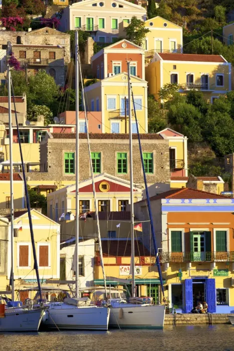 Framed Print : Boats In Symi Harbour, Symi, Dodecanese, Greek Islands, Greece, Europe Framed Print : Boats In Symi Harbour, Symi, Dodecanese, Greek Islands, Greece, Europe