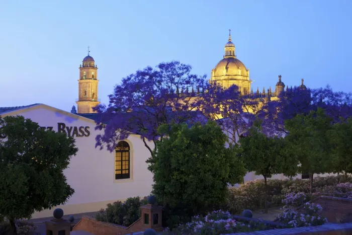 Framed Print : Bodegas Tio Pepe and The Cathedral of San Salvador at Dusk, Jerez de la Frontera