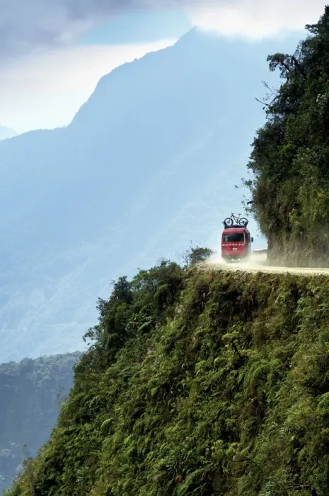 Framed Print : Bolivia, Worlds Most Dangerous Road, Andes Mountains, Support Van For Mountain Framed Print : Bolivia, Worlds Most Dangerous Road, Andes Mountains, Support Van For Mountain