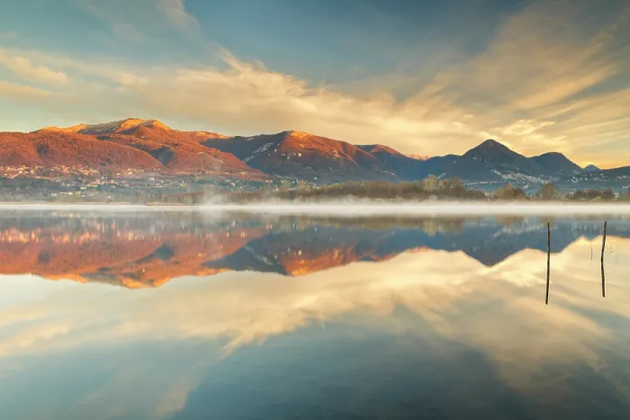 Framed Print : Bollettone mount and Como mountains reflected on Alserio lake, Parco regionale della Valle del Lambro, Brianza, Como province, Lombardy, Italy Framed Print : Bollettone mount and Como mountains reflected on Alserio lake, Parco regionale della Valle del Lambro, Brianza, Como province, Lombardy, Italy