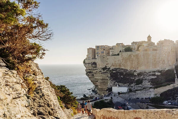 Bonifacio, city and steep cliffs above the Mediterranean sea, Corsica, France