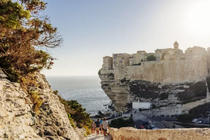 Framed Print : Bonifacio, city and steep cliffs above the Mediterranean sea, Corsica, France Framed Print : Bonifacio, city and steep cliffs above the Mediterranean sea, Corsica, France