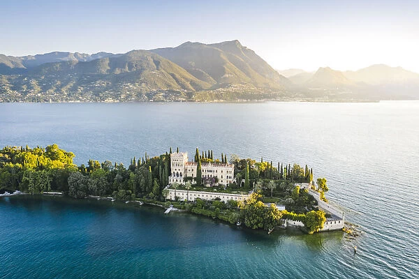 Borghese island and palace, Salo, Brescia province, Garda Lake, Lombardy, Italy
