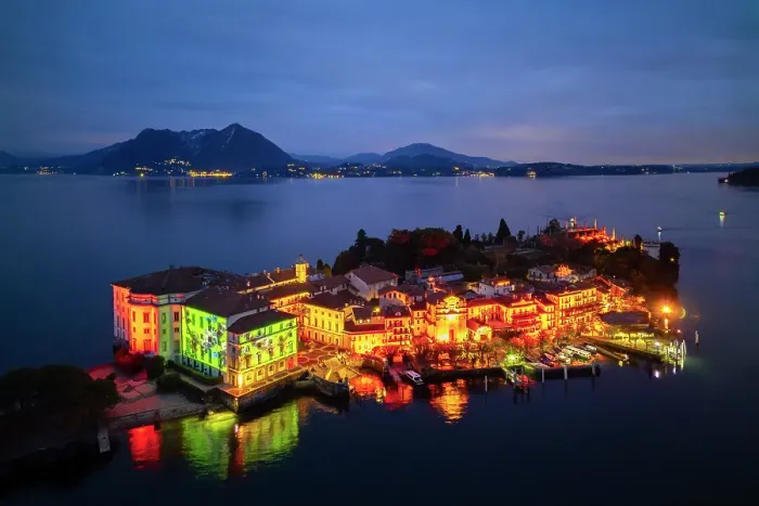 Framed Print : Borromean Islands illuminated for the Isole di luce - The circle of lights Christmas festivities. Stresa, Lago Maggiore, Piedmont, Italy Framed Print : Borromean Islands illuminated for the Isole di luce - The circle of lights Christmas festivities. Stresa, Lago Maggiore, Piedmont, Italy