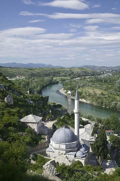 Bosnia and Herzegovina, Pocitelj, Town View and Dadzi-Alija mosque